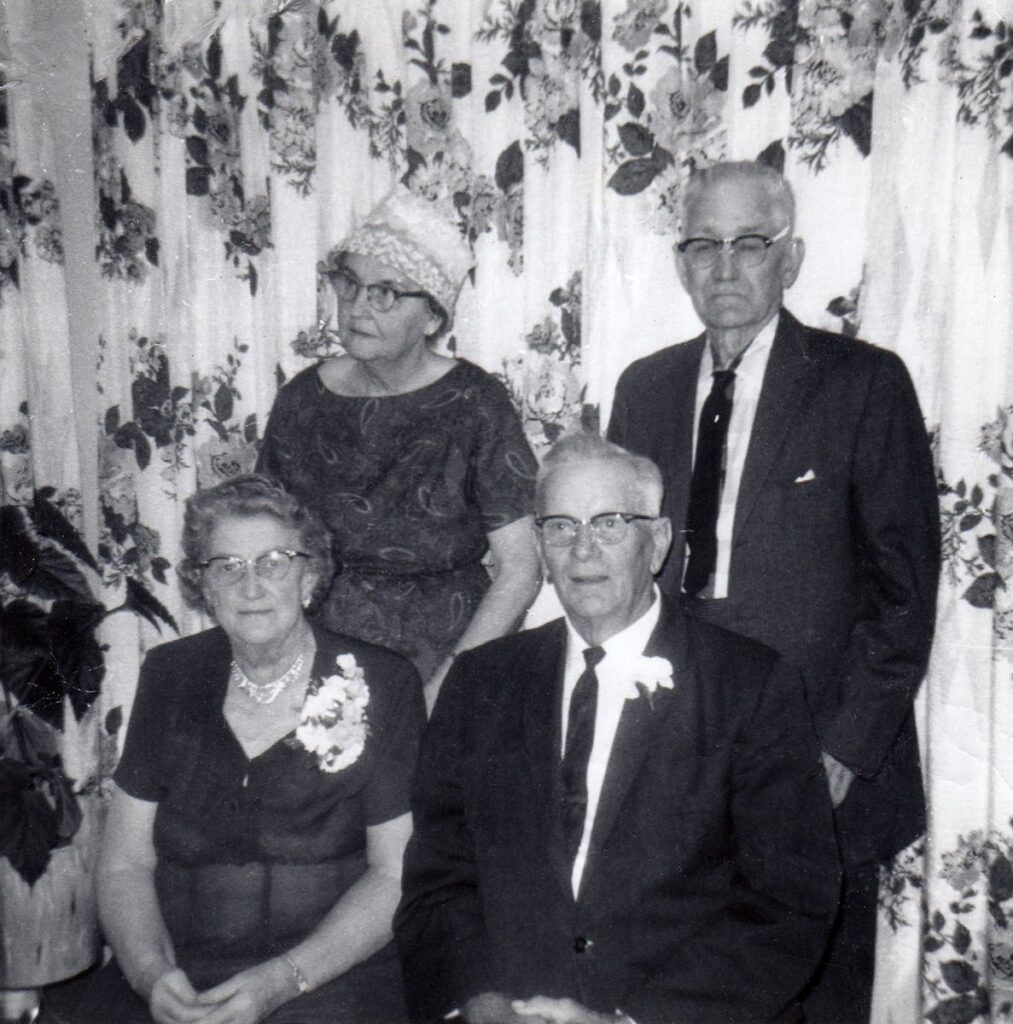 Peter & Thilda Espe and their weddding attendants, 50 years later.
