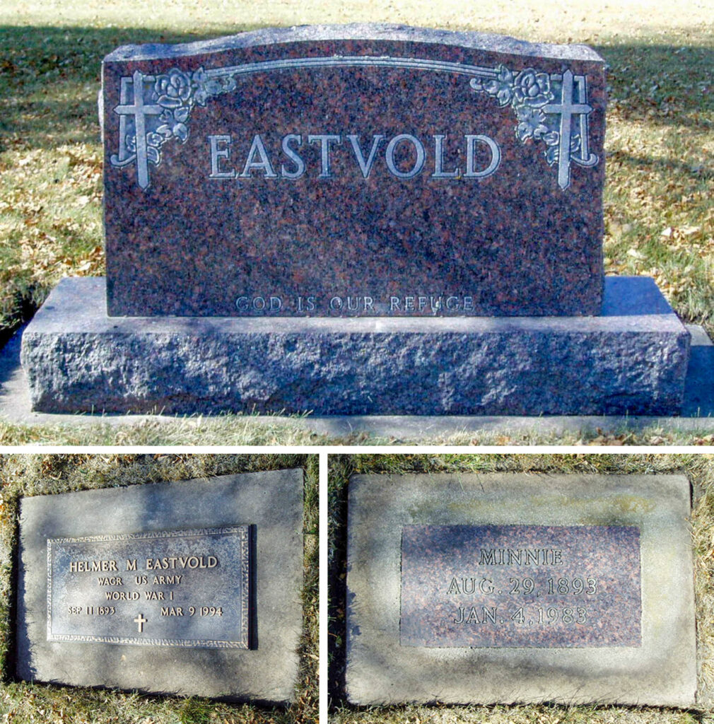 Minnie & Helmer Eastvold grave stones