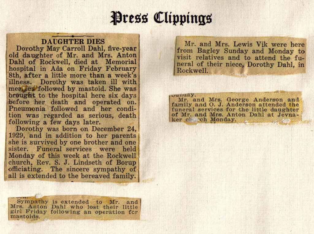 Dorothy Mae Carol Dahl - press clippings