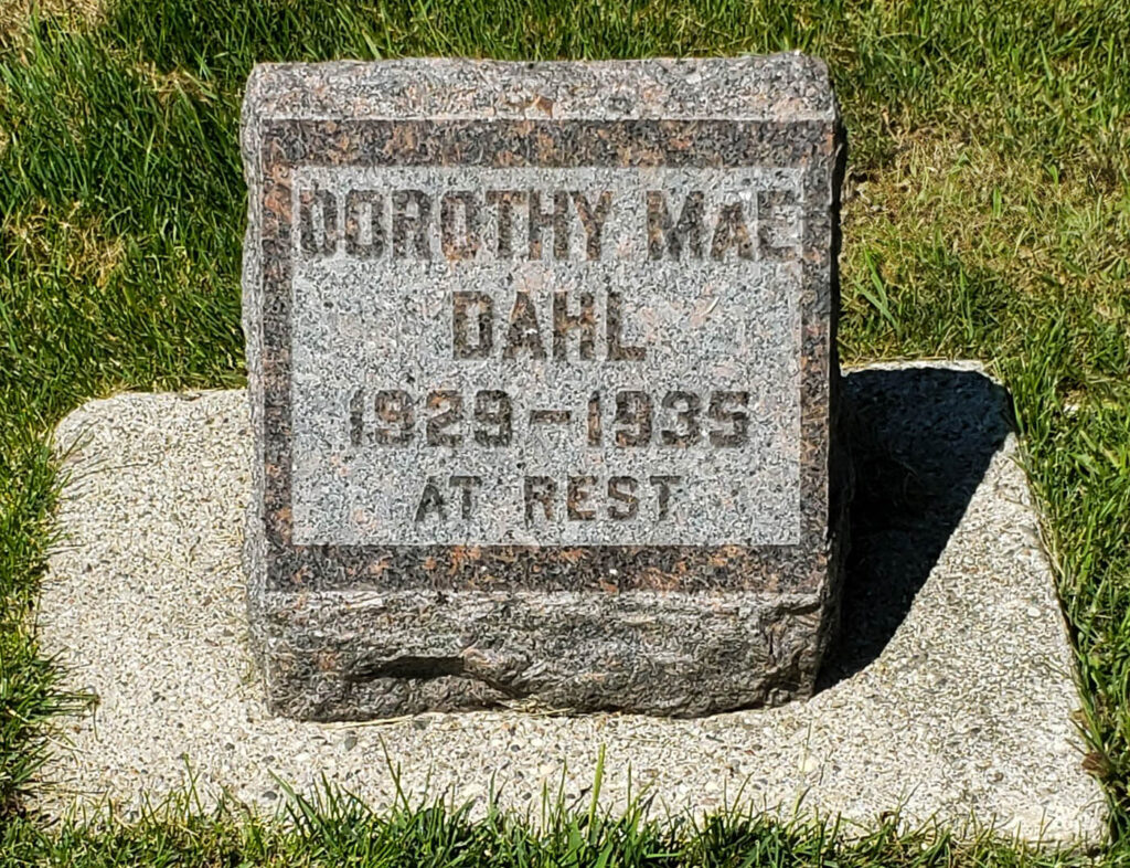 Grave Stone for Dorothy Mae Dahl